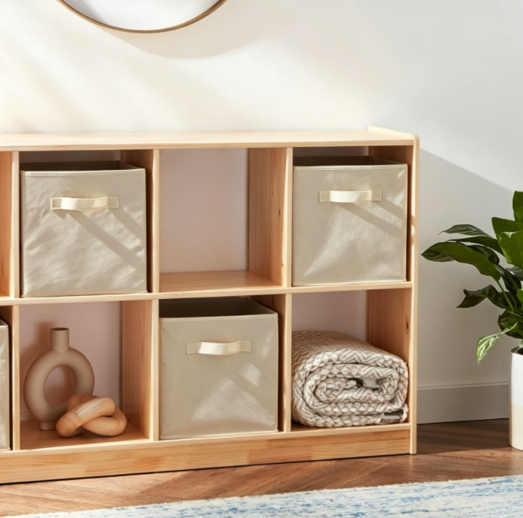 Collapsible Fabric Storage Bin with Carry Handles
