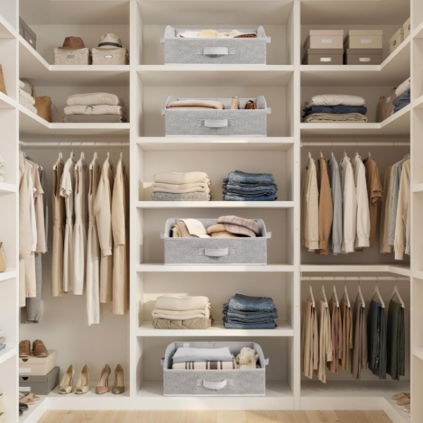 Trapezoid Closet Shelf Storage Organizer Bin
