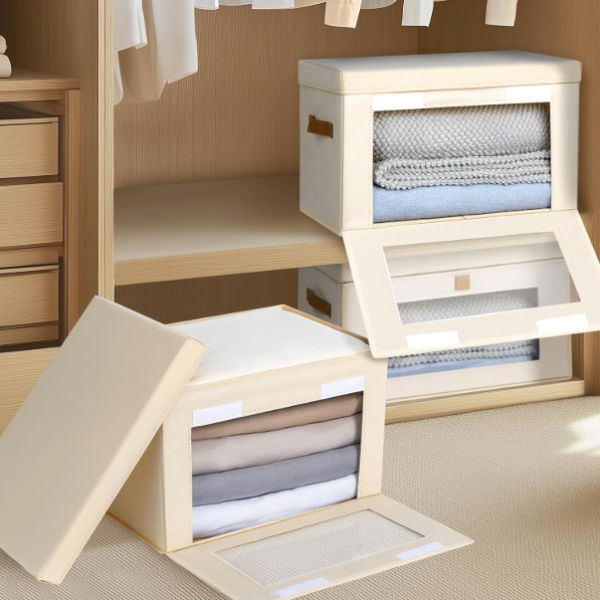 Closet Storage Organizer Bin with Viewing Window