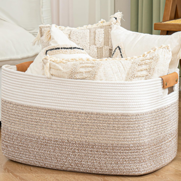 Woven Storage Basket with Carry Handles