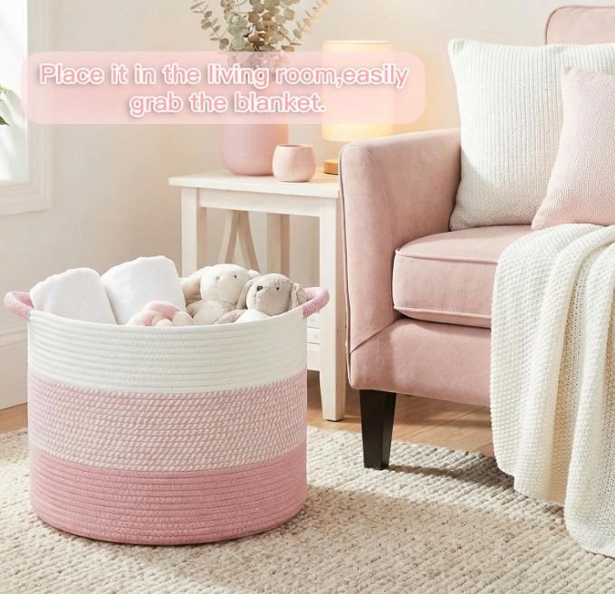 Large Cotton Rope Storage Basket for Home - Image 2