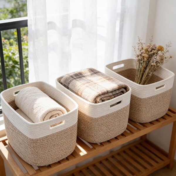 Woven Rope Storage Basket for Shelves