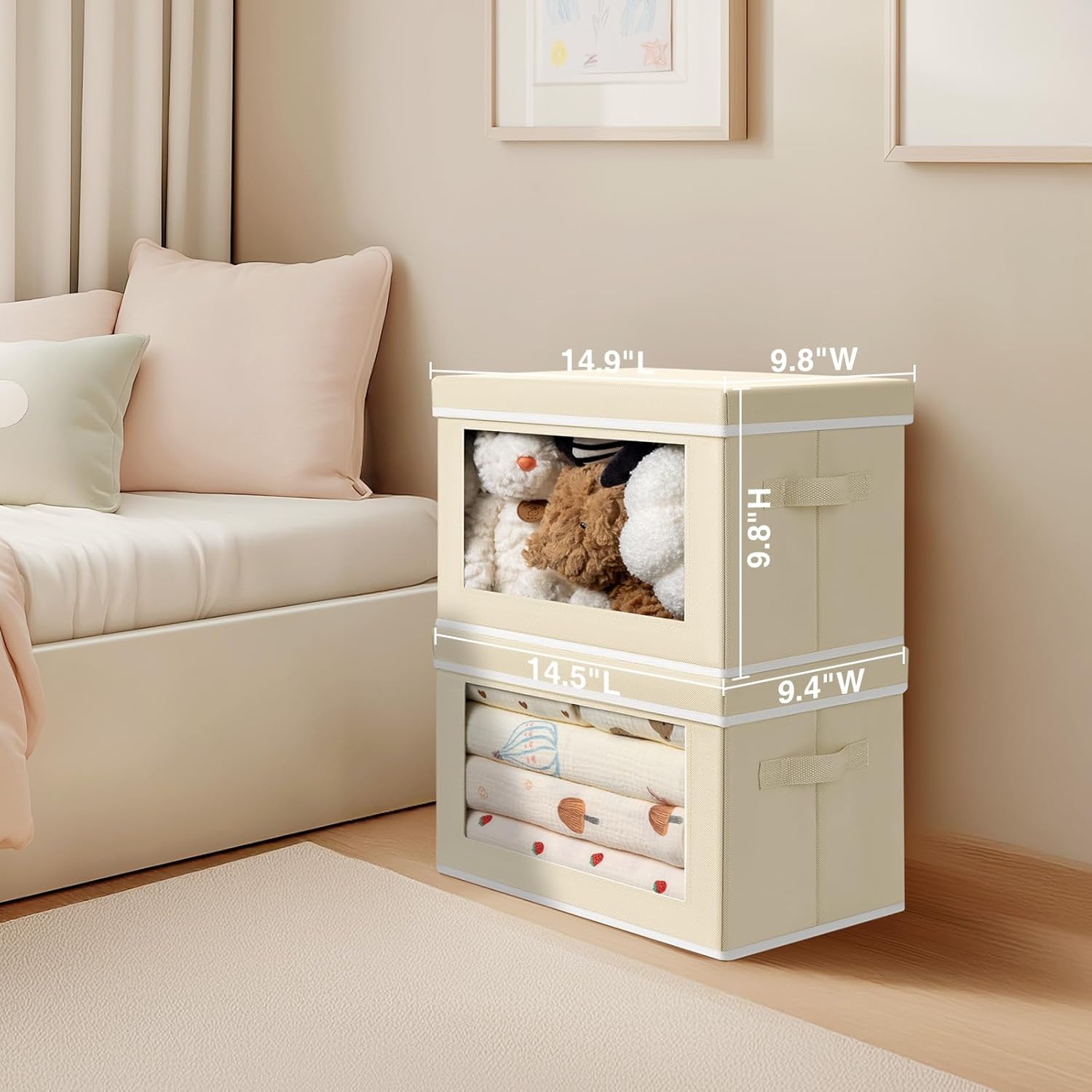 Fabric Storage Bin with Lid for Shelves