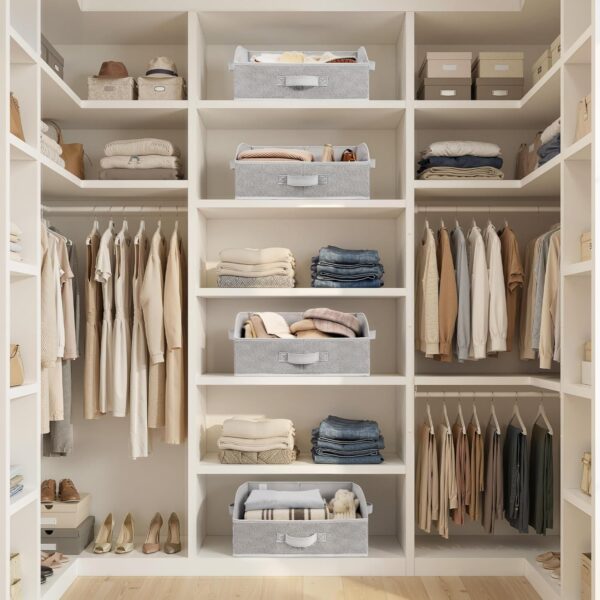 Trapezoid Closet Shelf Storage Organizer Bin