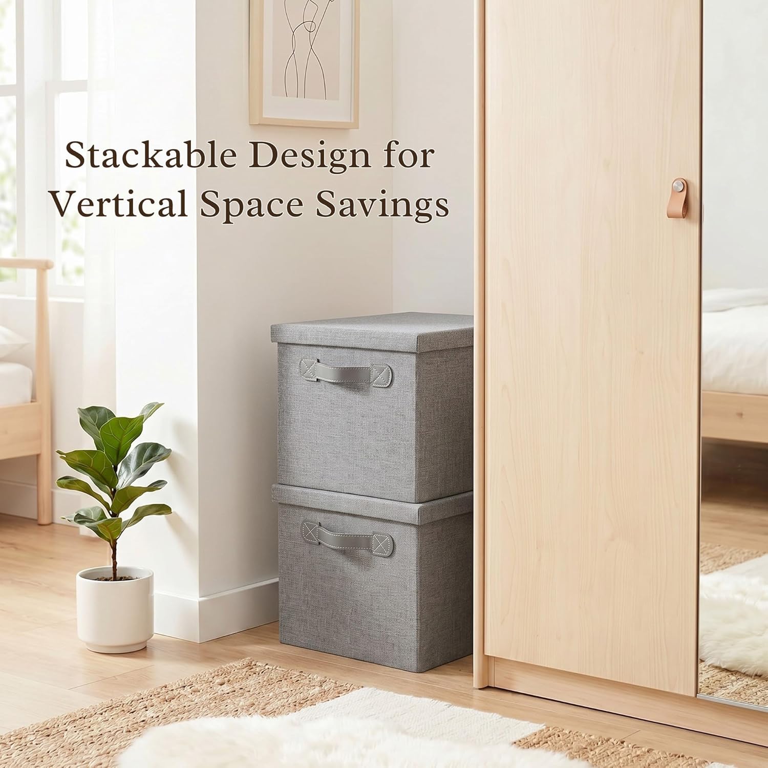 Fabric Storage Bin with Lid and Handles