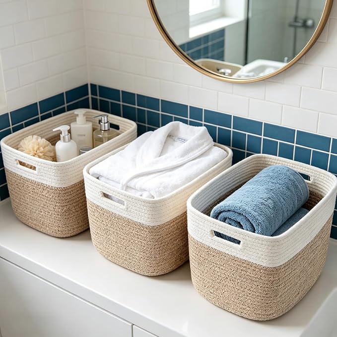 Woven Rope Storage Basket for Shelves