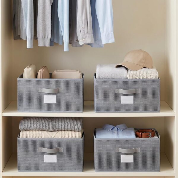 Foldable Fabric Storage Basket with Label Slot